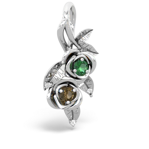 Lab Emerald Lab Created Emerald with Genuine Smoky Quartz Rose Vine pendant Pendant