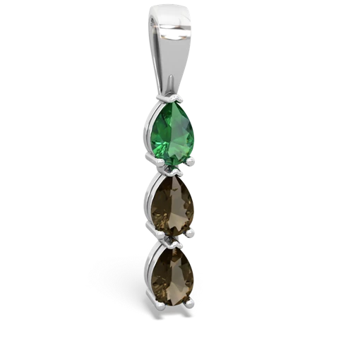 Lab Emerald Lab Created Emerald with Genuine Smoky Quartz and  Three Stone pendant Pendant