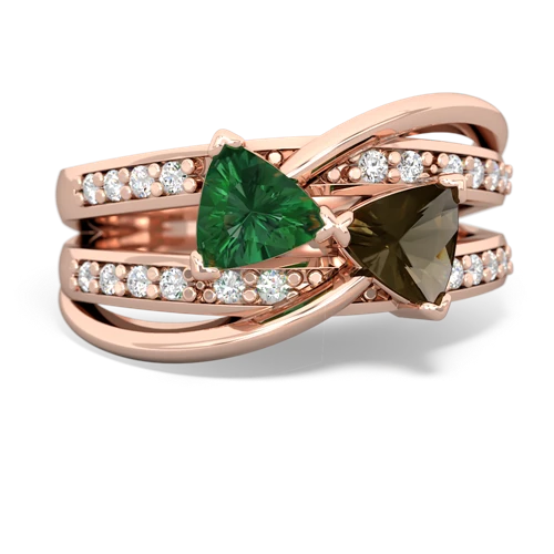 lab emerald-smoky quartz couture ring