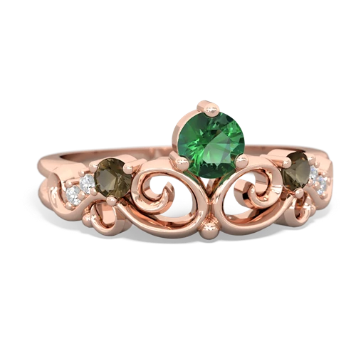 Lab Emerald Lab Created Emerald with Genuine Smoky Quartz and Genuine Sapphire Crown Keepsake ring Ring