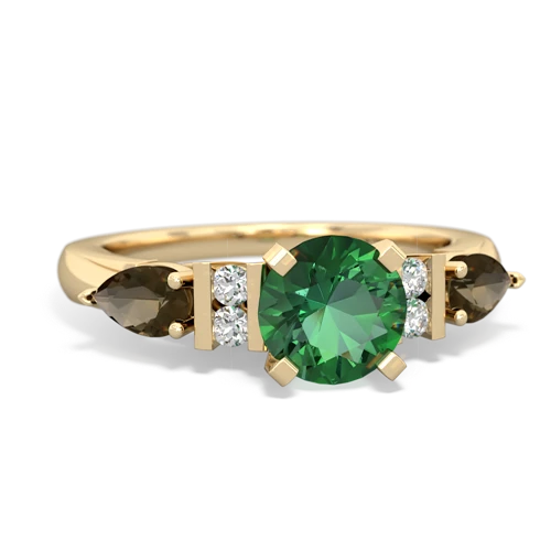 Lab Emerald Lab Created Emerald with Genuine Smoky Quartz and Genuine Citrine Engagement ring Ring