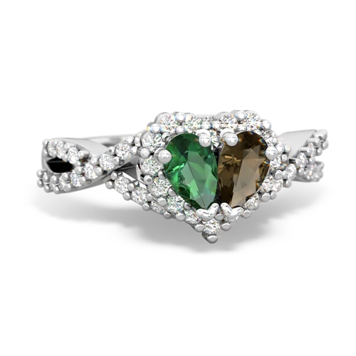 lab emerald-smoky quartz engagement ring