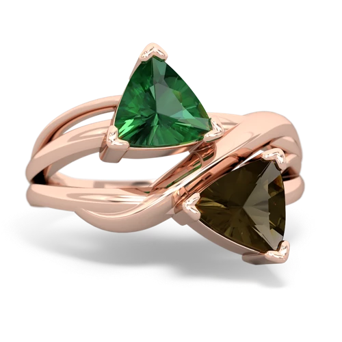 lab emerald-smoky quartz filligree ring