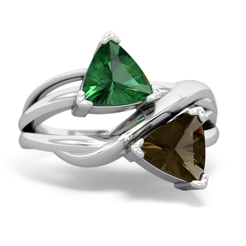 lab emerald-smoky quartz filligree ring