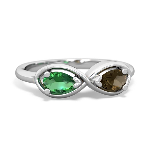 Lab Emerald Lab Created Emerald with Genuine Smoky Quartz Infinity ring Ring