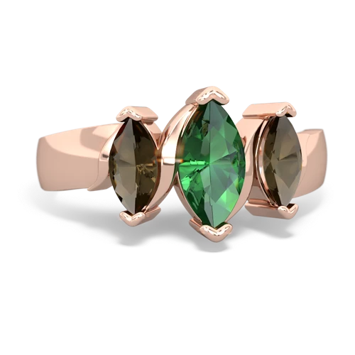 lab emerald-smoky quartz keepsake ring