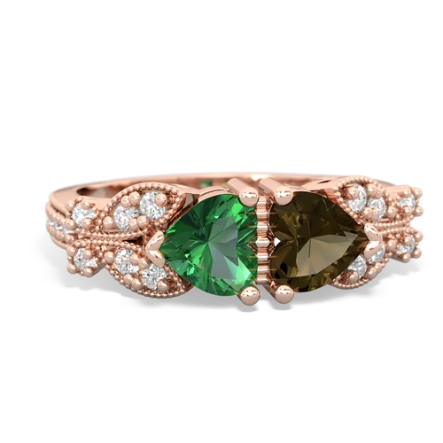 lab emerald-smoky quartz keepsake butterfly ring
