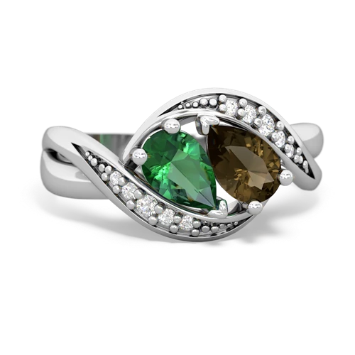 lab emerald-smoky quartz keepsake curls ring