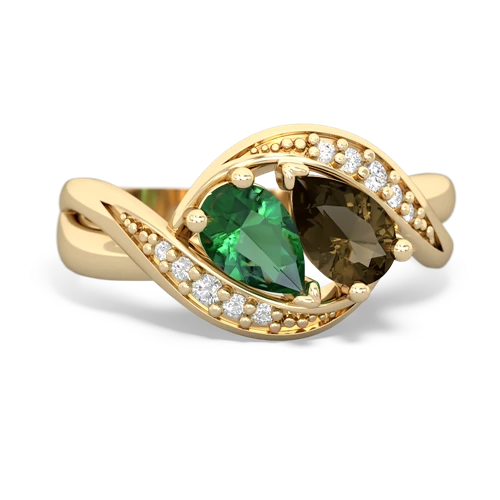 lab emerald-smoky quartz keepsake curls ring