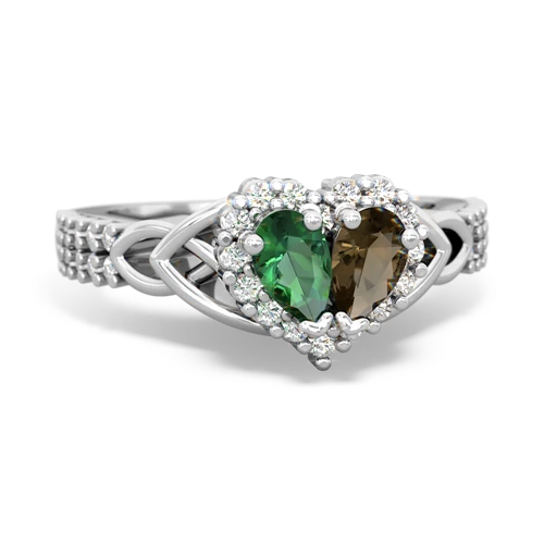 Lab Emerald Lab Created Emerald with Genuine Smoky Quartz Celtic Knot Engagement ring Ring