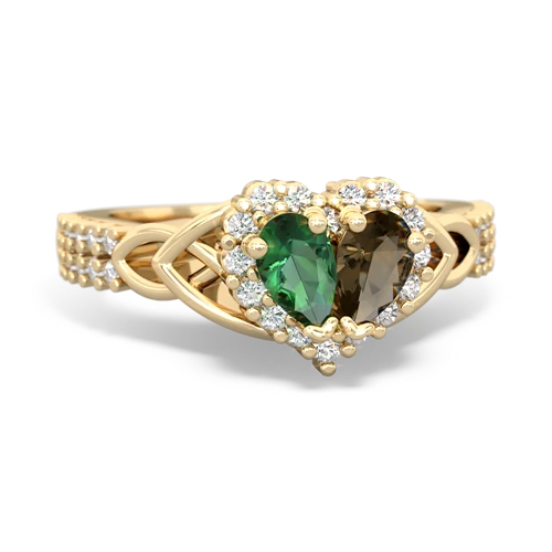 lab emerald-smoky quartz keepsake engagement ring