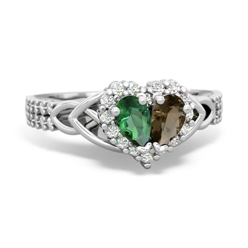 lab emerald-smoky quartz keepsake engagement ring