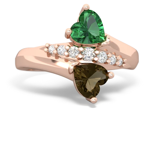 lab emerald-smoky quartz modern ring