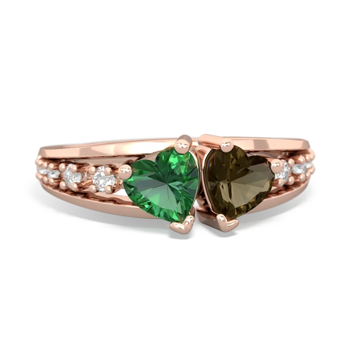 lab emerald-smoky quartz modern ring