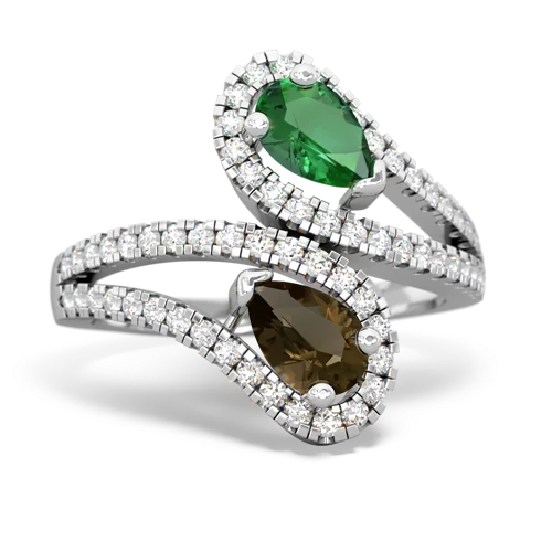 Lab Emerald Lab Created Emerald with Genuine Smoky Quartz Diamond Dazzler ring Ring