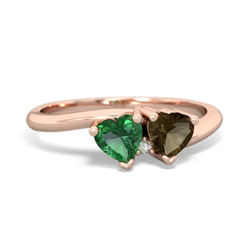 lab emerald-smoky quartz sweethearts promise ring