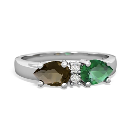 lab emerald-smoky quartz timeless ring