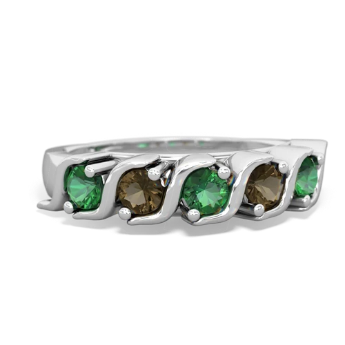 lab emerald-smoky quartz timeless ring