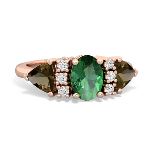 lab emerald-smoky quartz timeless ring