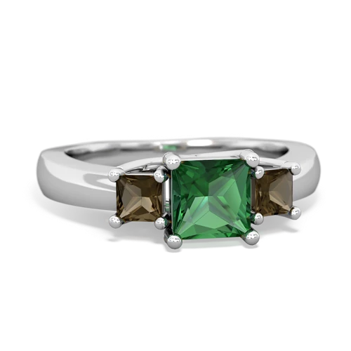 Lab Emerald Lab Created Emerald with Genuine Smoky Quartz and  Three Stone Trellis ring Ring