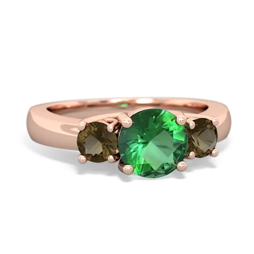 lab emerald-smoky quartz timeless ring