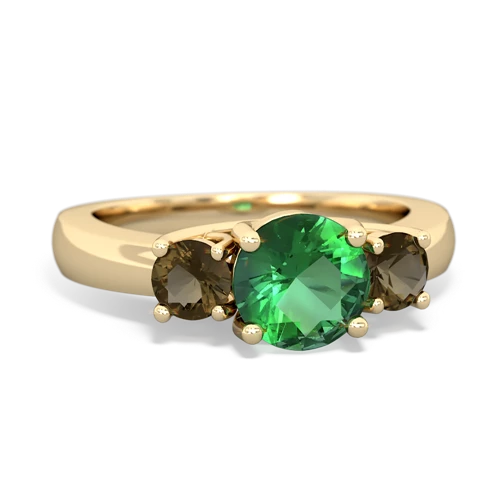 lab emerald-smoky quartz timeless ring