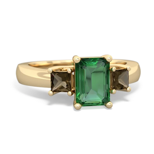 lab emerald-smoky quartz timeless ring