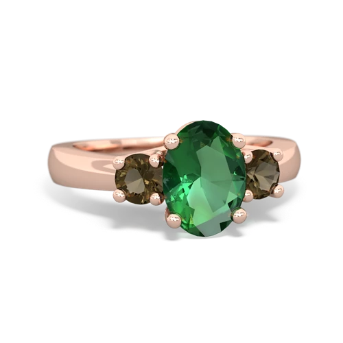 lab emerald-smoky quartz timeless ring