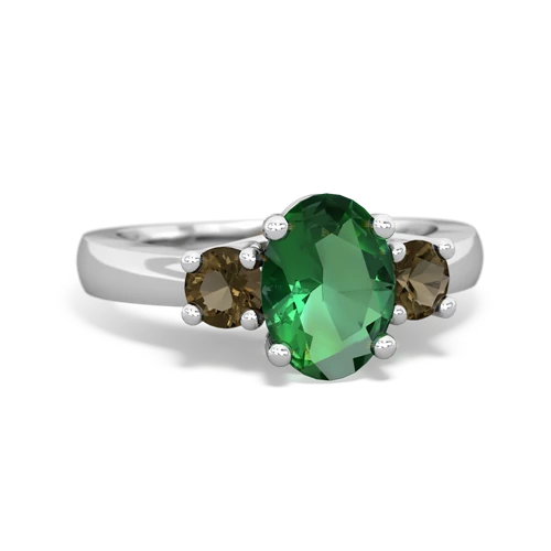 lab emerald-smoky quartz timeless ring