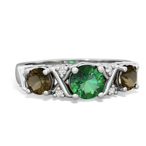 Lab Emerald Lab Created Emerald with Genuine Smoky Quartz and  Hugs and Kisses ring Ring