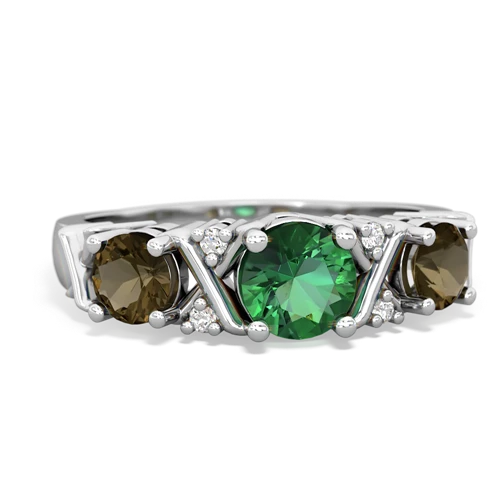 lab emerald-smoky quartz timeless ring