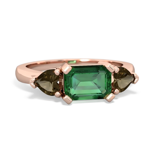 lab emerald-smoky quartz timeless ring