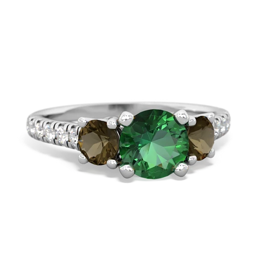 Lab Emerald Lab Created Emerald with Genuine Smoky Quartz and Genuine Fire Opal Pave Trellis ring Ring