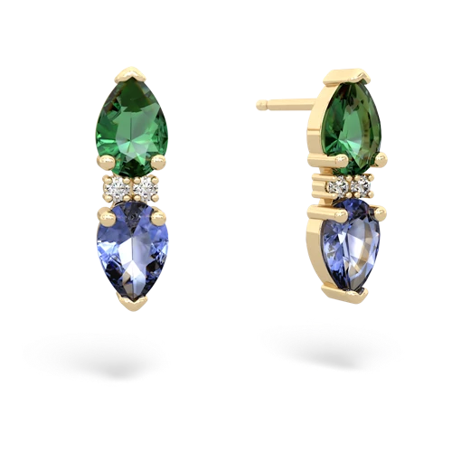 lab emerald-tanzanite bowtie earrings