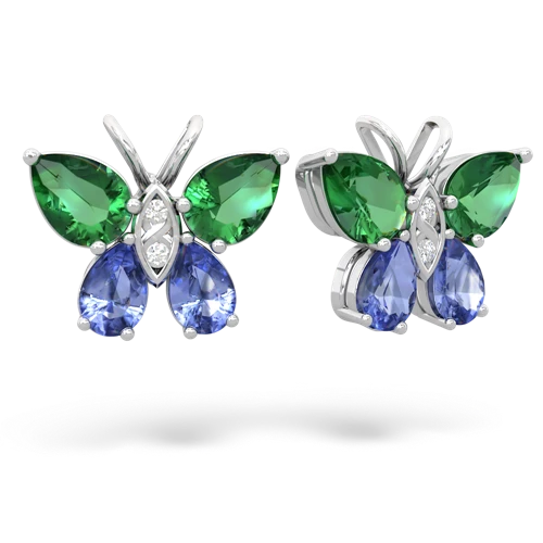 lab emerald-tanzanite butterfly earrings