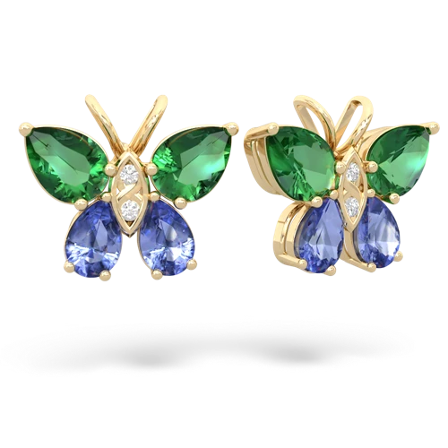 lab emerald-tanzanite butterfly earrings