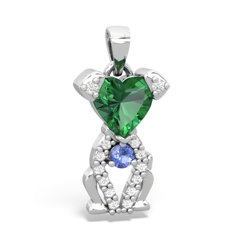 lab emerald-tanzanite birthstone puppy pendant