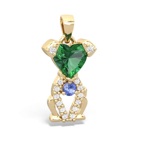 lab emerald-tanzanite birthstone puppy pendant