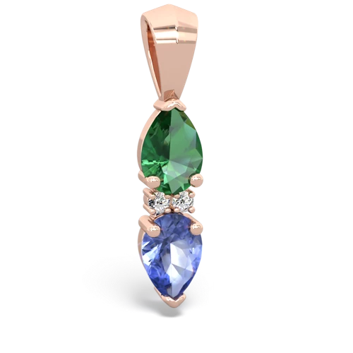 lab emerald-tanzanite bowtie pendant