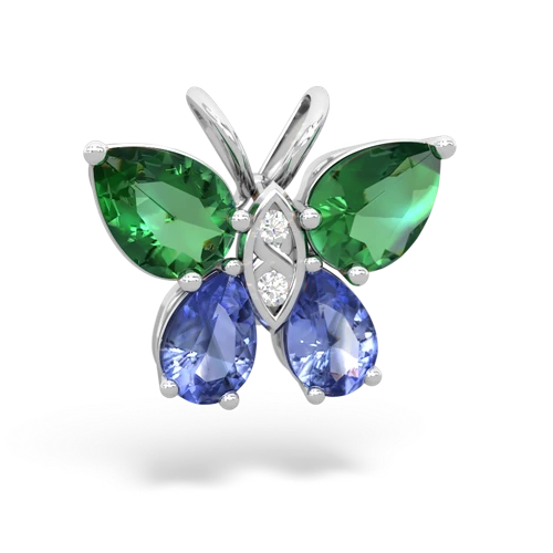 lab emerald-tanzanite butterfly pendant