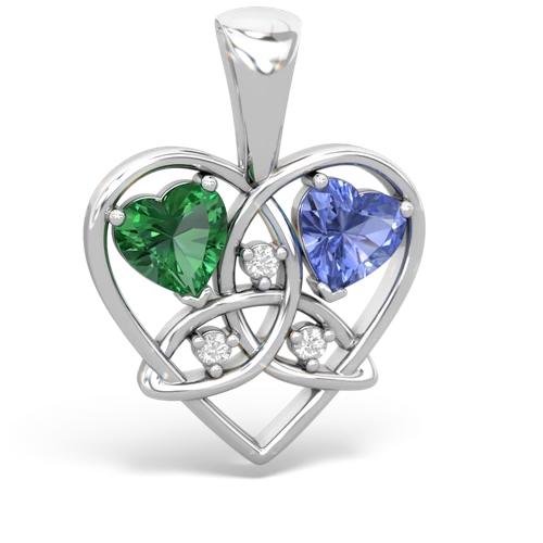 lab emerald-tanzanite celtic heart pendant