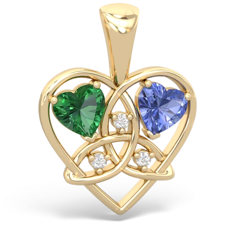 Lab Emerald Lab Created Emerald with Genuine Tanzanite Celtic Trinity Heart pendant Pendant