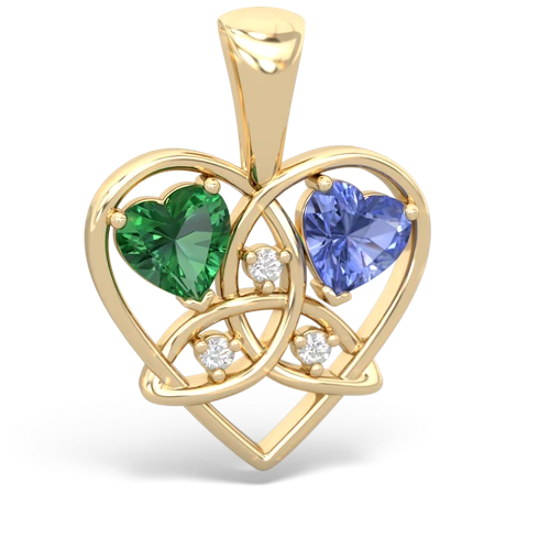 lab emerald-tanzanite celtic heart pendant