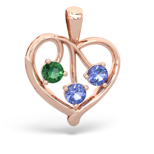 Lab Emerald Lab Created Emerald with Genuine Tanzanite and  Glowing Heart pendant Pendant