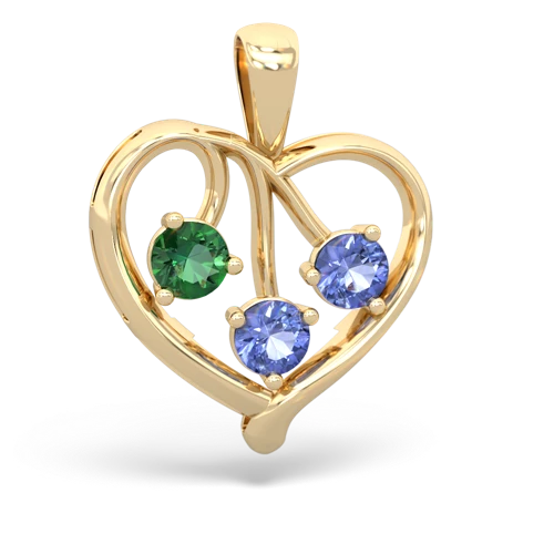 Lab Emerald Lab Created Emerald with Genuine Tanzanite and  Glowing Heart pendant Pendant