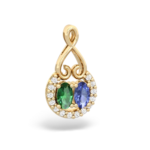 lab emerald-tanzanite love nest pendant