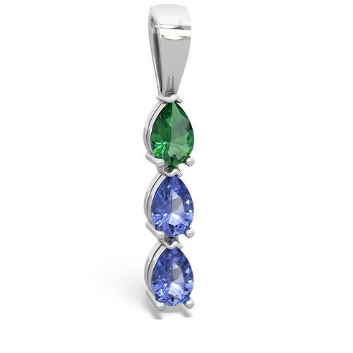 Lab Emerald Lab Created Emerald with Genuine Tanzanite and  Three Stone pendant Pendant