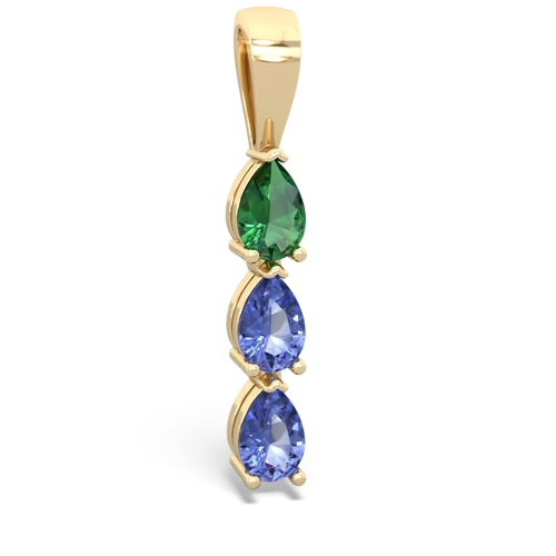 lab emerald-tanzanite three stone pendant