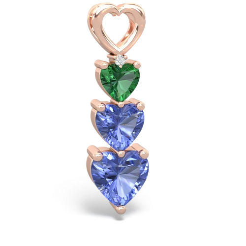 lab emerald-tanzanite three stone pendant