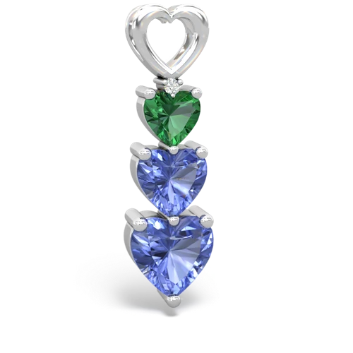 lab emerald-tanzanite three stone pendant